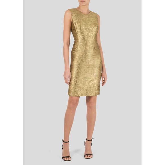 Oscar De La Renta Metallic Sleeveless Dress Size: MUS 6
